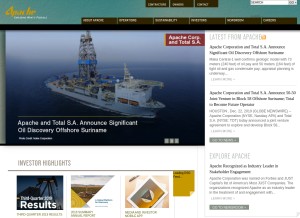 How apachecorp.com looks like on a tablet such as an iPad.