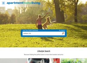 How apartmenthomeliving.com looks like on a tablet such as an iPad.