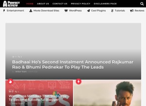 How aperfectreview.com looks like on a tablet such as an iPad.