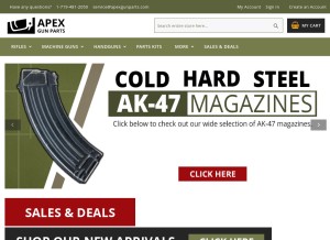 How apexgunparts.com looks like on a tablet such as an iPad.