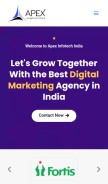 How apexinfotechindia.com looks like on a mobile device such as an iPhone.