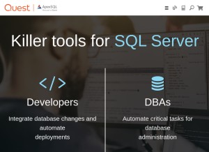 How apexsql.com looks like on a tablet such as an iPad.