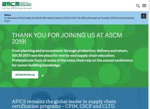 How apics.org looks like on a tablet such as an iPad.