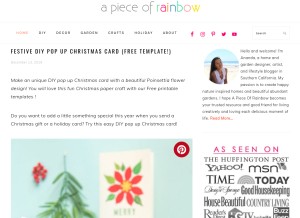 How apieceofrainbow.com looks like on a tablet such as an iPad.