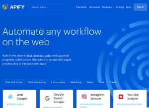 How apify.com looks like on a tablet such as an iPad.