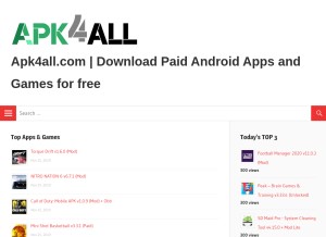 How apk4all.com looks like on a tablet such as an iPad.