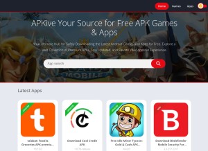 How apkive.com looks like on a tablet such as an iPad.