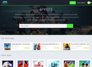 How apkkite.com looks like on a tablet such as an iPad.