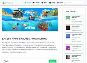 How apkslug.com looks like on a tablet such as an iPad.