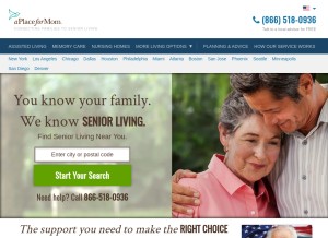 How aplaceformom.com looks like on a tablet such as an iPad.