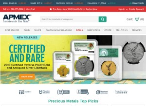 How apmex.com looks like on a tablet such as an iPad.