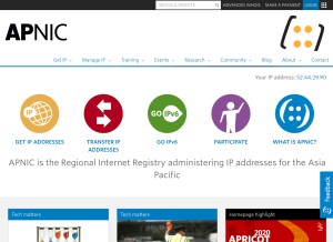 How apnic.net looks like on a tablet such as an iPad.