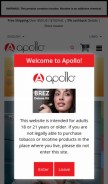 How apolloecigs.com looks like on a mobile device such as an iPhone.