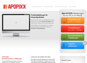 How apopixx.de looks like on a tablet such as an iPad.