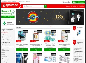 How apotea.se looks like on a tablet such as an iPad.