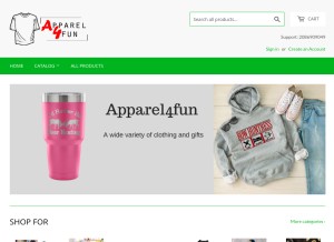 How apparel4fun.com looks like on a tablet such as an iPad.