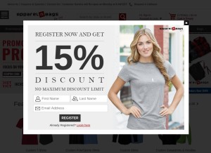 How apparelnbags.com looks like on a tablet such as an iPad.