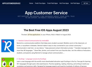 How appcustomerservice.com looks like on a tablet such as an iPad.
