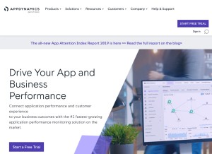 How appdynamics.com looks like on a tablet such as an iPad.