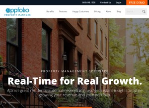 How appfolio.com looks like on a tablet such as an iPad.