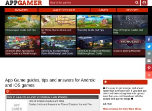How appgamer.com looks like on a tablet such as an iPad.