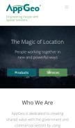 How appgeo.com looks like on a mobile device such as an iPhone.