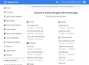 How appgrooves.com looks like on a tablet such as an iPad.