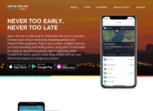 How appintheair.mobi looks like on a tablet such as an iPad.