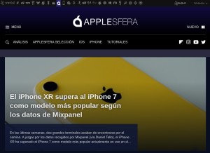 How applesfera.com looks like on a tablet such as an iPad.