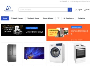 How appliancesdeals.com.au looks like on a tablet such as an iPad.