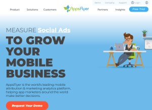 How appsflyer.com looks like on a tablet such as an iPad.