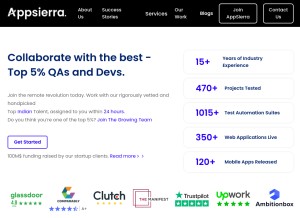 How appsierra.com looks like on a tablet such as an iPad.