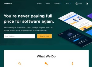 How appsumo.com looks like on a tablet such as an iPad.