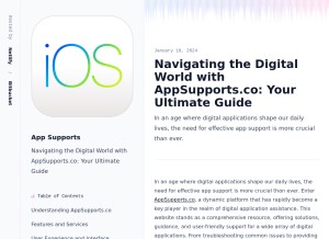 How appsupports.netlify.app looks like on a tablet such as an iPad.