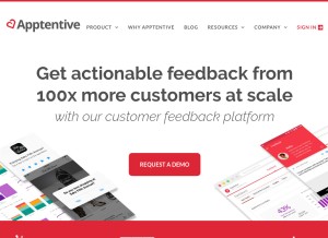 How apptentive.com looks like on a tablet such as an iPad.