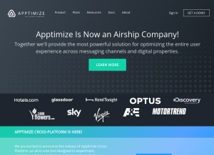 How apptimize.com looks like on a tablet such as an iPad.