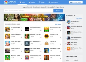 How appvn.com looks like on a tablet such as an iPad.