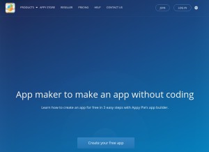 How appypie.com looks like on a tablet such as an iPad.