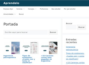 How aprendelo.org looks like on a tablet such as an iPad.