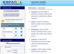 How aprenderespanol.org looks like on a tablet such as an iPad.