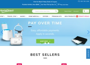 How apriadirect.com looks like on a tablet such as an iPad.