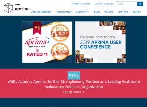 How aprima.com looks like on a tablet such as an iPad.