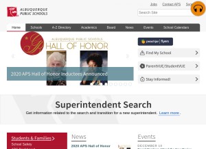 How aps.edu looks like on a tablet such as an iPad.