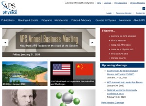 How aps.org looks like on a tablet such as an iPad.