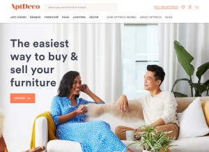 How aptdeco.com looks like on a tablet such as an iPad.
