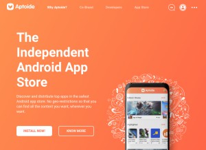 How aptoide.com looks like on a tablet such as an iPad.