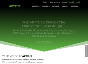 How apttus.com looks like on a tablet such as an iPad.