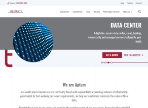 How aptum.com looks like on a tablet such as an iPad.