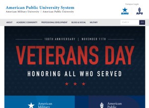 How apus.edu looks like on a tablet such as an iPad.