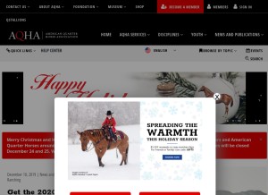 How aqha.com looks like on a tablet such as an iPad.